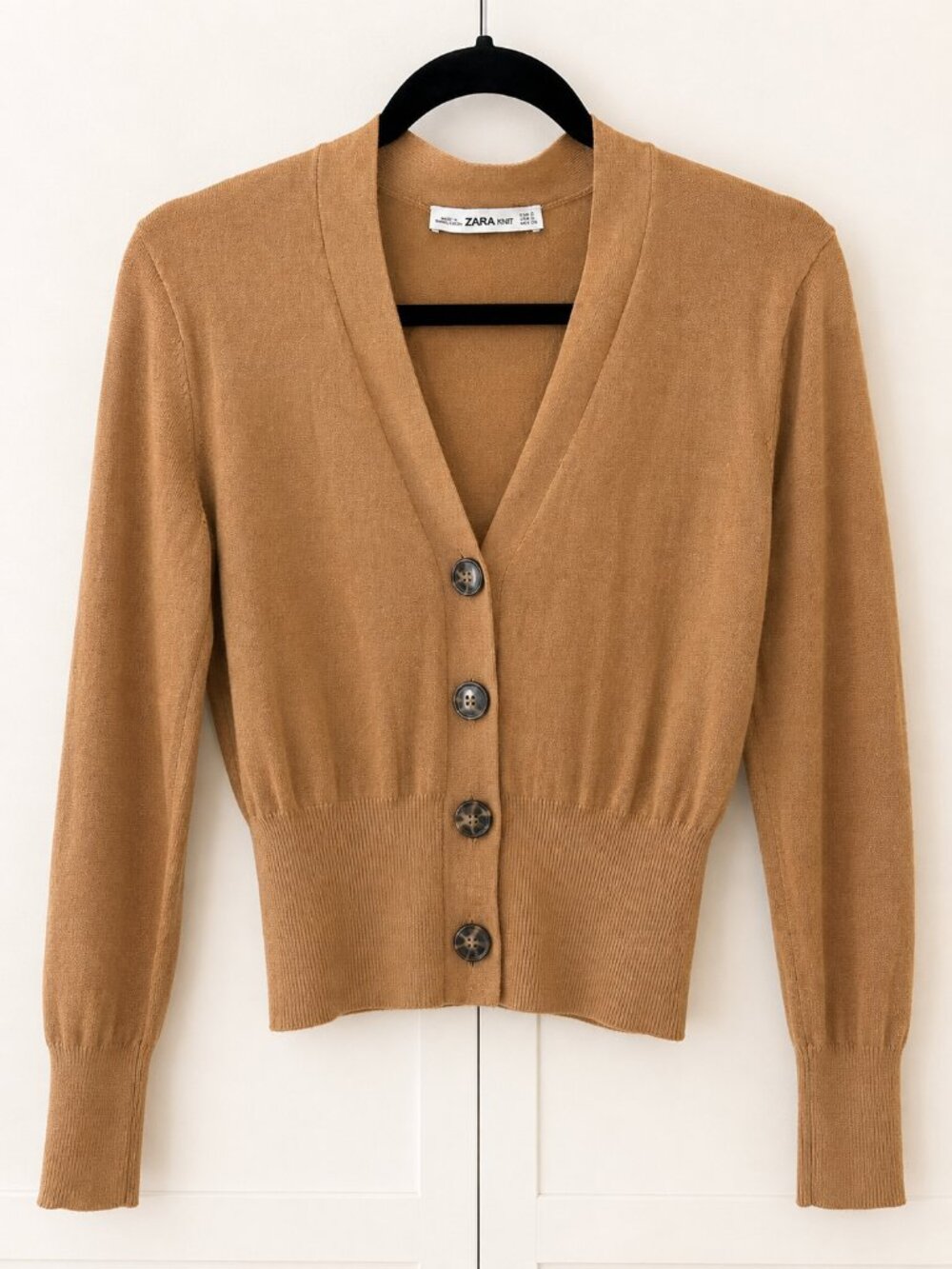 Zara Knit Camel Button Front Cardigan | Size Small